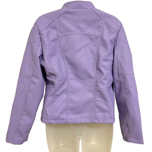 Purple Moto Punk Biker Fo Leather Full Zip Tie Tassels Side Zip Pockets Jacket - Picture 4 of 8